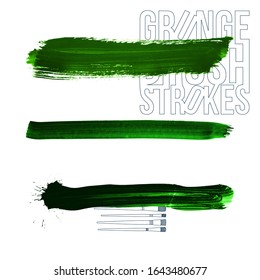 Set of brush stroke and texture. Grunge vector abstract hand - painted element. Underline and border design.