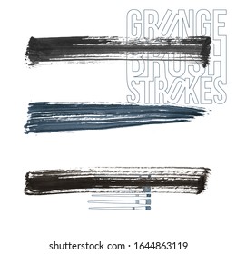 Conjunto de trazo de pincel y textura. Grunge vectorial abstracto de la mano - elemento pintado. Diseño de subrayado y borde.