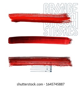 Set aus Pinselstrich und Textur. Abstrakte Vektorillustration Grunge - gemalt Element. Unterstreichen und Grenzdesign.