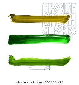 Set of brush stroke and texture. Grunge vector abstract hand painted element. Underline and border design.