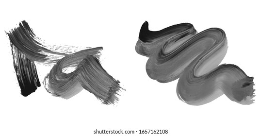 Set of brush stroke and texture. Grunge vector abstract hand - painted element. Underline and border design.