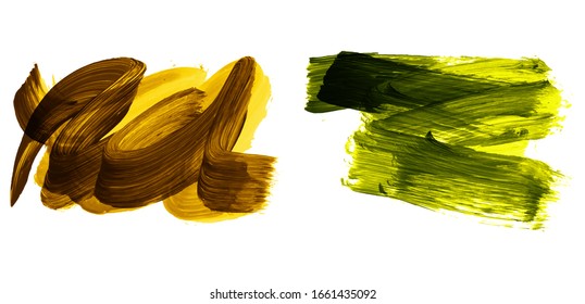 Set of brush stroke and texture. Grunge vector abstract hand - painted element. Underline and border design.
