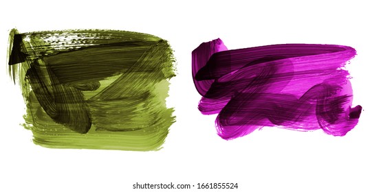 Set of brush stroke and texture. Grunge vector abstract hand - painted element. Underline and border design.