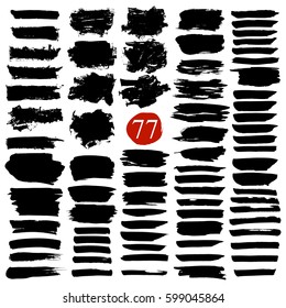 Set of brush stroke and texture. Grunge vector abstract hand - painted element. Underline and border.