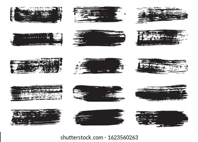 Set brush stroke. Set of vector brush strokes. Vector illustration. Dry brush.  Hand drawn vector.