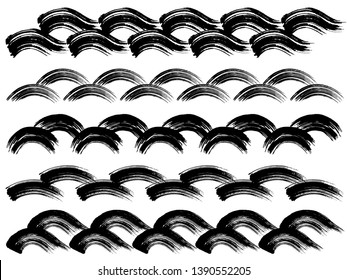 Set of brush stroke waves. hand drawn shapes.
