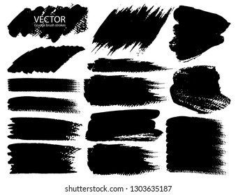 Set of brush strokes, Black ink grunge brush strokes. Vector illustration.