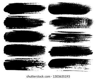 Set of brush strokes, Black ink grunge brush strokes. Vector illustration.