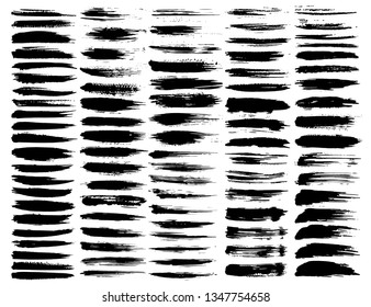 Set of brush strokes, Black ink grunge brush strokes. Vector illustration.