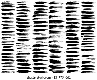 Set of brush strokes, Black ink grunge brush strokes. Vector illustration.