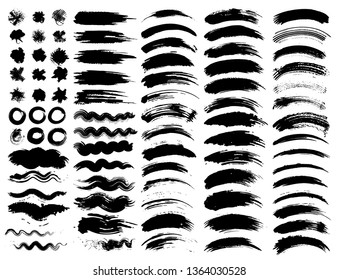 Set of brush strokes, Black ink grunge brush strokes. Vector illustration.