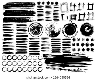 Set of brush strokes, Black ink grunge brush strokes. Vector illustration.