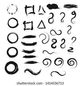 Set of brush strokes, Black ink grunge brush strokes. Vector illustration.