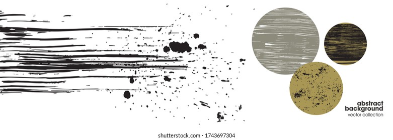 Set of brush strokes, Black ink grunge brush strokes. Vector illustration. Usable for advertisement, banners, card, book cover, brochure, decoration, poster, web header template and etc.
