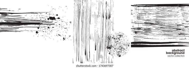 Set of brush strokes, Black ink grunge brush strokes. Vector illustration. Usable for advertisement, banners, card, book cover, brochure, decoration, poster, web header template and etc.