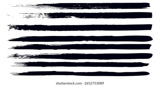 Conjunto de pinceladas, pinceladas grunge de tinta negra. Ilustración vectorial.