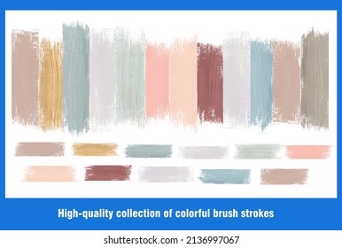 Set of brush strokes. brushwork, brushstroke, Collection of colorful brush hand-drawn graphic elements. Watercolor. Vector, eps, illustrator.