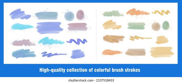 Set of brush strokes. brushwork, brushstroke, Collection of colorful brush hand-drawn graphic elements. Watercolor. Vector, eps, illustrator. Morandi colors. Morandi colors.