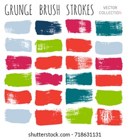 Set of brush strokes in christmas colors, ink brushes, paint lines backgrounds. Paint grunge design elements, boxes, frames for text. grungy hand painted brushes isolated on white, watercolor texture.