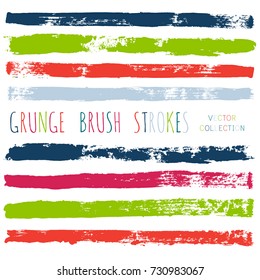 Set of brush strokes in christmas colors, ink brushes, paint lines backgrounds. Paint grunge design elements, boxes, frames for text. grungy hand painted brushes isolated on white, watercolor texture.