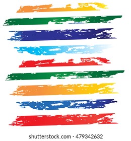 set of brush strokes colorful abstract watercolor grunge style isolated on white background design element