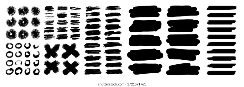 Conjunto de trazos de pincel, Grunge Pinceles. Para conjunto de lienzos de manchas vectoriales de tinta negra.