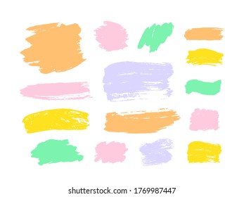 Set of brush strokes. Grunge design elements. Golden paint, ink, brushes, lines, grungy. Dirty artistic  boxes, frames. Gold lines isolated . Abstract gold glittering textured art illustration. Vector
