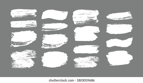 Set of brush strokes. Grunge design elements. White paint, ink, brushes, lines, grungy. Dirty artistic  boxes, frames, lines isolated . Abstract  textured art illustration. Vector