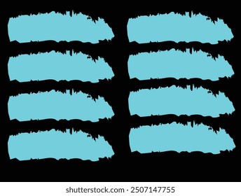 Satz von Pinselstrichen. Handgezeichnete Tintenflecken einzeln auf schwarzem Hintergrund. Vektorgrafik.