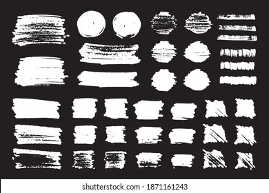 Set of brush strokes hand painted with black ink, isolated on white background. Vector illustration