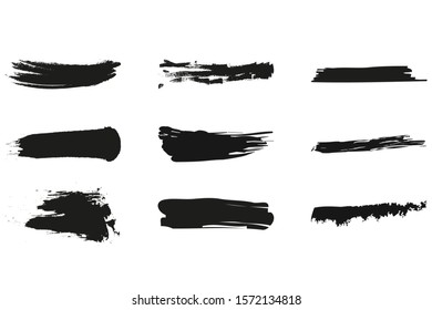 Set of brush strokes icons. Vector illustration in flat design