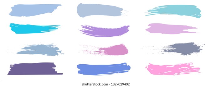 Un conjunto de pinceladas para maquillaje. Colección de líneas para maquillaje. Texturas cosméticas para lápiz labial y maquillaje.