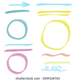 set of brush strokes, marker, different colors, suitable for background and decoration