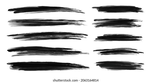 Conjunto de trazos de pincel sobre ilustración vectorial de fondo blanco