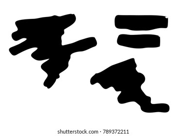 Set of brush strokes on a white background. Vector art.