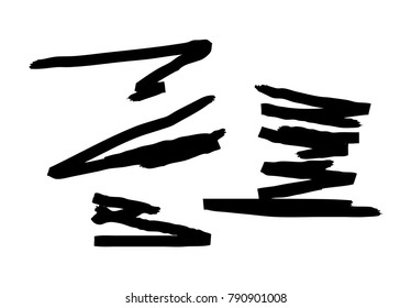 Set of brush strokes on a white background.