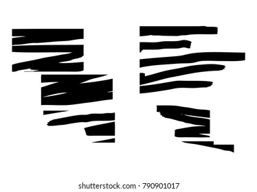 Set of brush strokes on a white background.