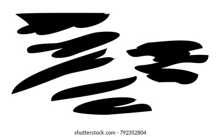 Set of brush strokes on a white background.