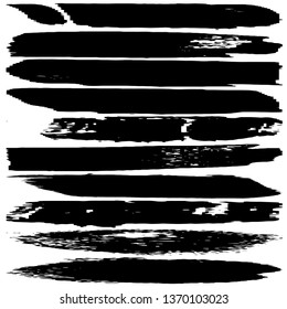 A set of brush strokes. Vector strokes of black paint