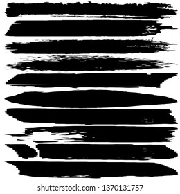 A set of brush strokes. Vector strokes of black paint