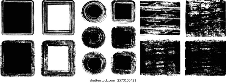 Set of brush strokes vector set. Vector black painted squares or rectangle shapes. Vector illustration.