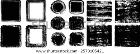 Set of brush strokes vector set. Vector black painted squares or rectangle shapes. Vector illustration.