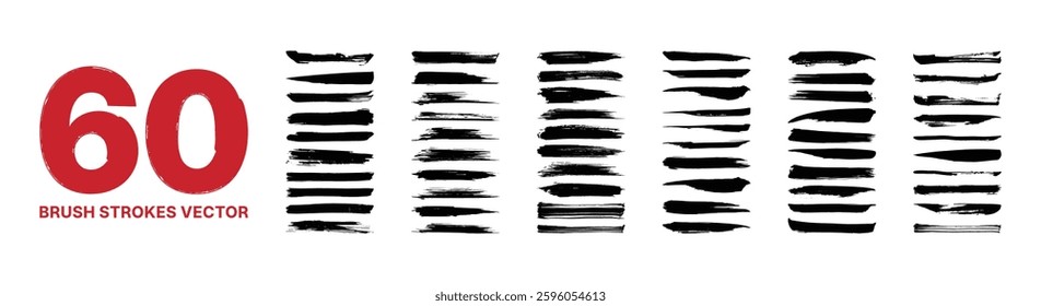 Set of brush strokes vector.
Grunge and dry paintbrush texture.