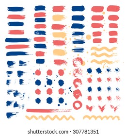 Set of brush strokes. Vector illustration.