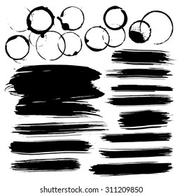 Set of brush strokes. Vector illustration.