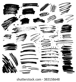 Set of brush strokes. Vector illustration.