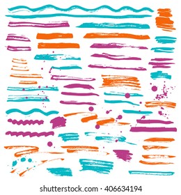 Set of brush strokes. Vector illustration.