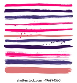 Set of brush strokes. Vector illustration.