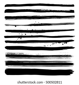 Set of brush strokes. Vector illustration.