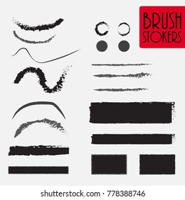 Set of Brush Strokes. Vector illustration.